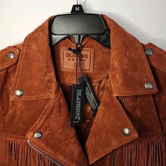 BLANK NYC Genuine Suede Fringed Moto Jacket - Rust - Picture 3 of 15